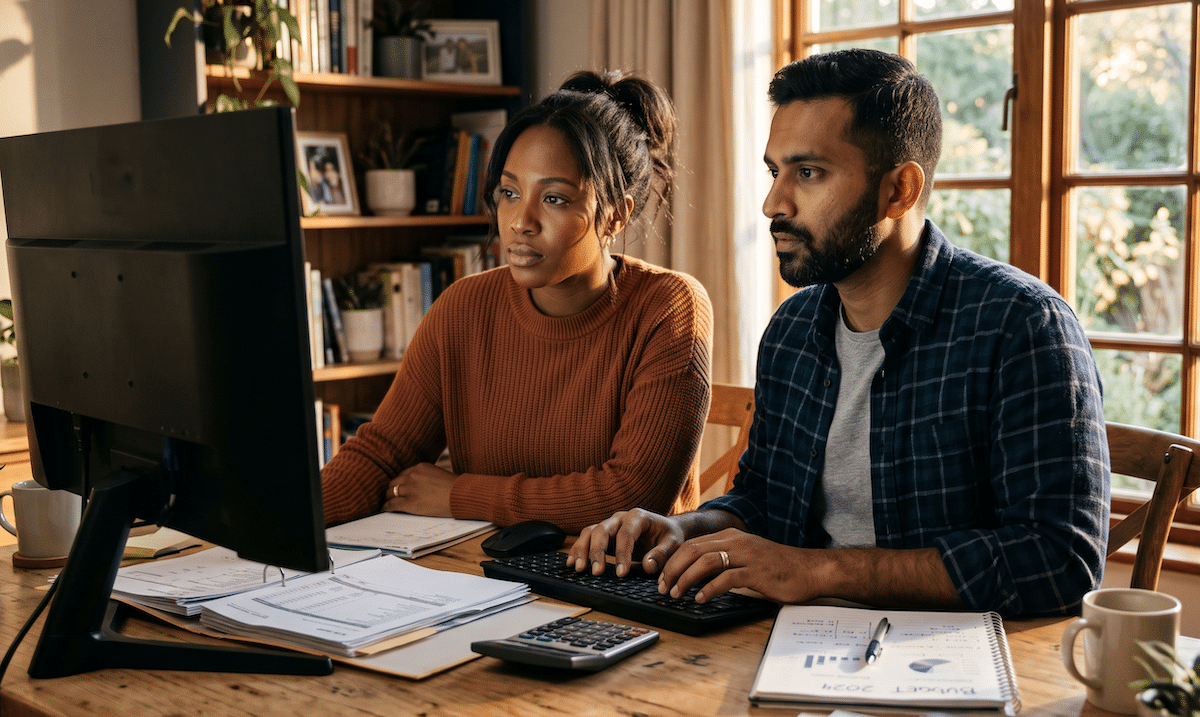 How much does surrogacy cost at Elevate and other agencies? The couple in this photo is exploring their budget as they determine if surrogacy is for them.
