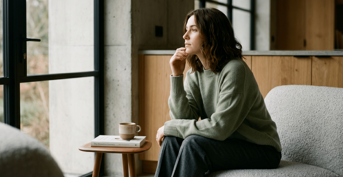 A young woman contemplating the pros and cons of egg donation